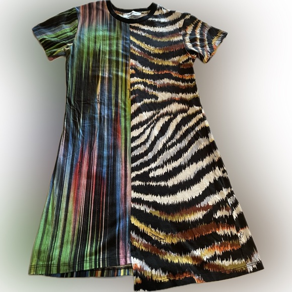 Just Cavalli Multicolor Striped and Zebra Print Kids Dress - Picture 1 of 5